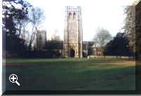 a view of the church from the park